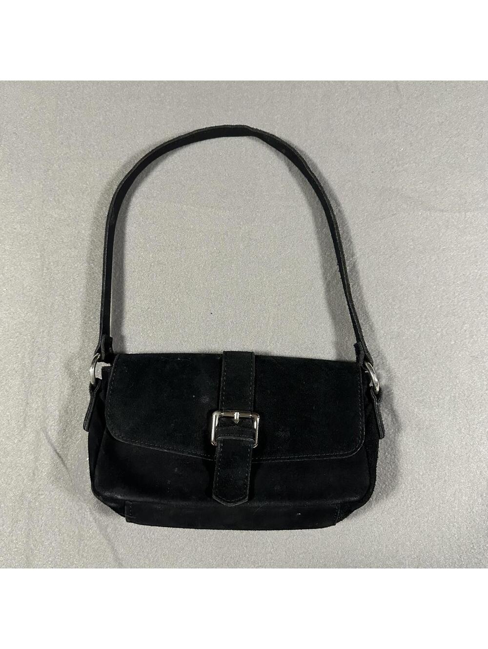 Brandy Melville Shoulder Bag Black Suede Buckle